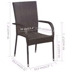 vidaXL Garden Dining Set 5 Piece Brown Patio Outdoor Dinner Table and Chairs - Additional view 8
