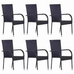 vidaXL Garden Dining Set 7 Piece Black Patio Outdoor Dinner Table and Chairs - Additional view 4