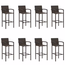 vidaXL Garden Bar Set 9 Piece Brown Bistro Table and Chairs Outdoor Furniture - Additional view 7