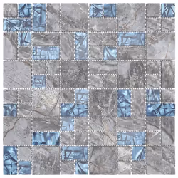 vidaXL 11x Mosaic Tiles Grey and Blue 30x30 cm Glass Wall Tile