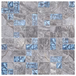 vidaXL 22x Mosaic Tiles Grey and Blue 30x30 cm Glass Wall Tile