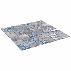 vidaXL 22x Mosaic Tiles Grey and Blue 30x30 cm Glass Wall Tile
