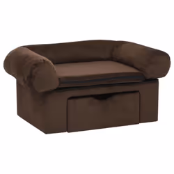 vidaXL Dog Sofa with Drawer Plush Pet Supplies Dog Couch Sofa Multi Colours - brown
