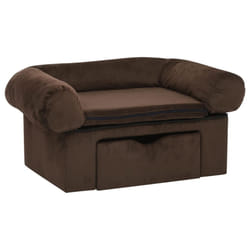 vidaXL Dog Sofa with Drawer Plush Pet Supplies Dog Couch Sofa Multi Colours - brown
