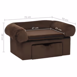 vidaXL Dog Sofa with Drawer Plush Pet Supplies Dog Couch Sofa Multi Colours - brown - Additional view 7