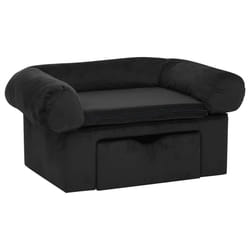 vidaXL Dog Sofa with Drawer Black Plush Pet Supplies Dog Cat Couch Sofa Bed