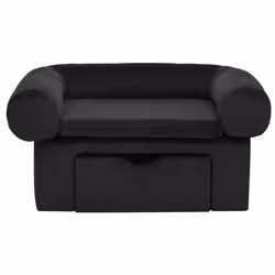 vidaXL Dog Sofa with Drawer Black Plush Pet Supplies Dog Cat Couch Sofa Bed