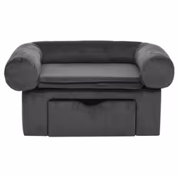 vidaXL Dog Sofa with Drawer Dark Grey Plush Pet Supplies Dog Cat Couch Sofa