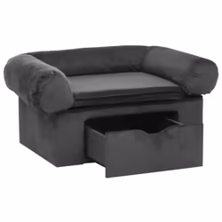 vidaXL Dog Sofa with Drawer Dark Grey Plush Pet Supplies Dog Cat Couch Sofa