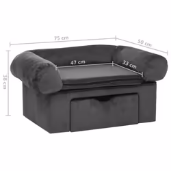 vidaXL Dog Sofa with Drawer Dark Grey Plush Pet Supplies Dog Cat Couch Sofa - Additional view 7