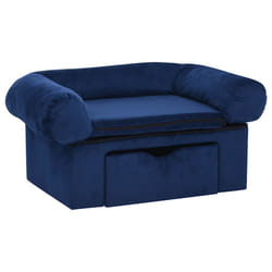 vidaXL Dog Sofa with Drawer Plush Pet Supplies Dog Couch Sofa Multi Colours - blue