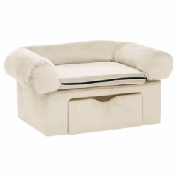 vidaXL Dog Sofa with Drawer Plush Pet Supplies Dog Couch Sofa Multi Colours - cream