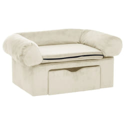 vidaXL Dog Sofa with Drawer Plush Pet Supplies Dog Couch Sofa Multi Colours - cream