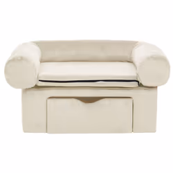 vidaXL Dog Sofa with Drawer Plush Pet Supplies Dog Couch Sofa Multi Colours - cream