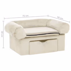 vidaXL Dog Sofa with Drawer Plush Pet Supplies Dog Couch Sofa Multi Colours - cream - Additional view 7