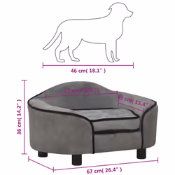 vidaXL Dog Sofa Plush Indoor Home Pet Supplies Dog Couch Sofa Multi Colours - grey