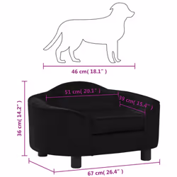 vidaXL Dog Sofa Plush Indoor Home Pet Supplies Dog Couch Sofa Multi Colours - black - Additional view 7