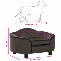 vidaXL Dog Sofa Plush Indoor Home Pet Supplies Dog Couch Sofa Multi Colours - dark grey - Additional view 7