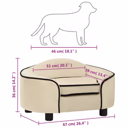 vidaXL Dog Sofa Plush Indoor Home Pet Supplies Dog Couch Sofa Multi Colours - cream