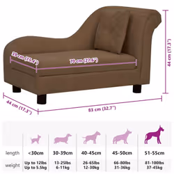 vidaXL Dog Sofa with Pillow Plush Home Indoor Pet Dog Couch Sofa Multi Colours - brown