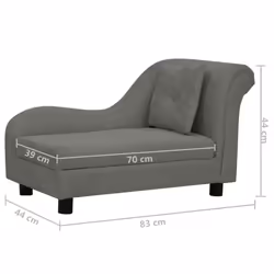 vidaXL Dog Sofa with Pillow Plush Home Indoor Pet Dog Couch Sofa Multi Colours - dark grey