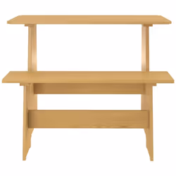 vidaXL Solid Pinewood Dining Table with Bench Honey Brown Dinner Table & Chair