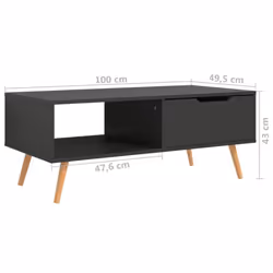 vidaXL Coffee Table Grey Engineered Wood Living Room Tea Accent Sofa Table - Additional view 6