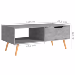 vidaXL Coffee Table Concrete Grey Engineered Wood Side Tea Accent Couch Table - Additional view 6