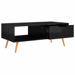 vidaXL Coffee Table High Gloss Black Engineered Wood Couch Tea Sofa Table - Additional view 4