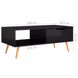 vidaXL Coffee Table High Gloss Black Engineered Wood Couch Tea Sofa Table - Additional view 6
