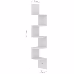 vidaXL Wall Corner Shelf White Engineered Wood Hanging Floating Wall Shelf - Additional view 6