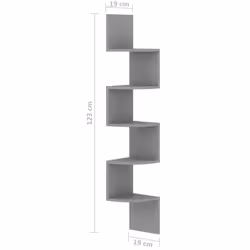 vidaXL Wall Corner Shelf Grey Engineered Wood Hanging Floating Wall Shelf - Additional view 6