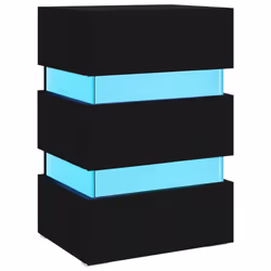 vidaXL LED Bedside Cabinet Side Table Bed Stand Bed Cabinet Engineered Wood - black