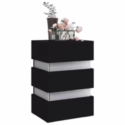 vidaXL LED Bedside Cabinet Side Table Bed Stand Bed Cabinet Engineered Wood - black