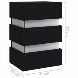vidaXL LED Bedside Cabinet Side Table Bed Stand Bed Cabinet Engineered Wood - black
