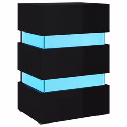 vidaXL LED Bedside Cabinet Side Table Bed Stand Bed Cabinet Engineered Wood - high gloss black