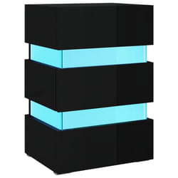 vidaXL LED Bedside Cabinet Side Table Bed Stand Bed Cabinet Engineered Wood - high gloss black