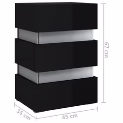 vidaXL LED Bedside Cabinet Side Table Bed Stand Bed Cabinet Engineered Wood - high gloss black