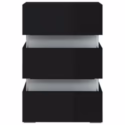 vidaXL LED Bedside Cabinet Side Table Bed Stand Bed Cabinet Engineered Wood - high gloss black - Additional view 4