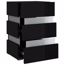 vidaXL LED Bedside Cabinet Side Table Bed Stand Bed Cabinet Engineered Wood - high gloss black - Additional view 6