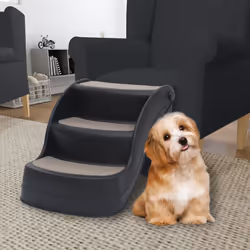 vidaXL Folding 3-Step Dog Stairs Black Pet Furniture Ladders Ramps Indoor