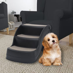 vidaXL Folding 3-Step Dog Stairs Black Pet Furniture Ladders Ramps Indoor