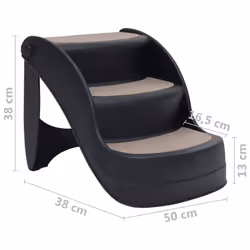 vidaXL Folding 3-Step Dog Stairs Black Pet Furniture Ladders Ramps Indoor - Additional view 8