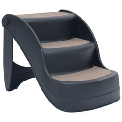 vidaXL Folding 3-Step Dog Stairs Dark Grey Pet Furniture Ladders Ramps Indoor