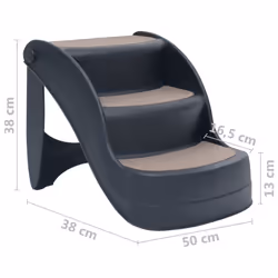 vidaXL Folding 3-Step Dog Stairs Dark Grey Pet Furniture Ladders Ramps Indoor - Additional view 8