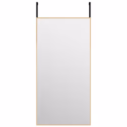 vidaXL Door Mirror Glass and Aluminium Hanging Mirror Black/Gold Multi Sizes - gold, 40 x 80 cm