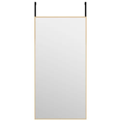 vidaXL Door Mirror Glass and Aluminium Hanging Mirror Black/Gold Multi Sizes - gold, 40 x 80 cm