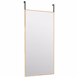 vidaXL Door Mirror Glass and Aluminium Hanging Mirror Black/Gold Multi Sizes - gold, 40 x 80 cm