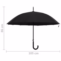vidaXL Umbrella Automatic Black Outdoor Patio Handle Rain Walking Umbrella - Additional view 5