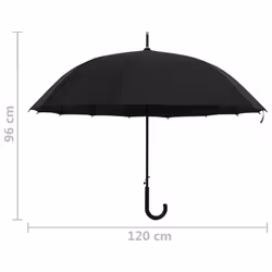 vidaXL Umbrella Automatic Black Outdoor Patio Handle Rain Walking Umbrella - Additional view 5
